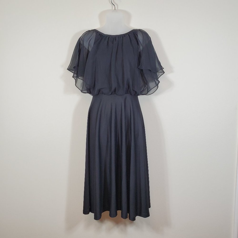 Vintage 70's Flutter Polyester Disco Party Dress S